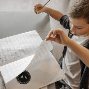 Sticker Rond Note de musique en or intégrée sur l'adresse de re