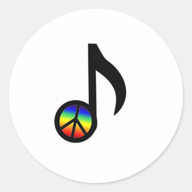 Sticker Rond Note de musique pour les signes de paix arc-en-cie (Devant)