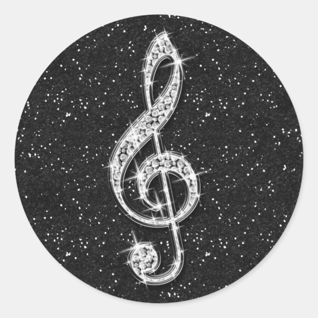 Sticker Rond Note musicale brillante brillante imprimée (Devant)