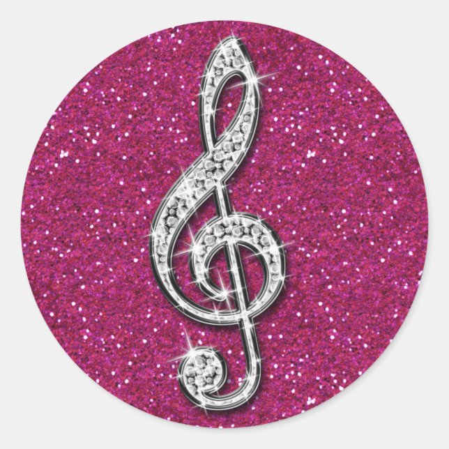 Sticker Rond Note musicale brillante brillante imprimée (Devant)
