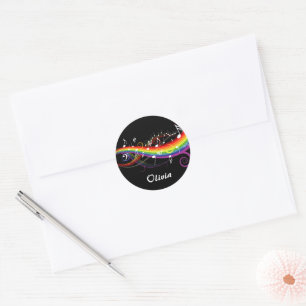 Sticker Rond Notes blanches personnalisées de musique