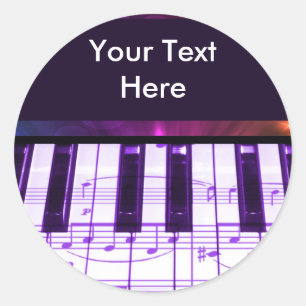 Sticker Rond Notes colorées de clavier et de musique de piano 