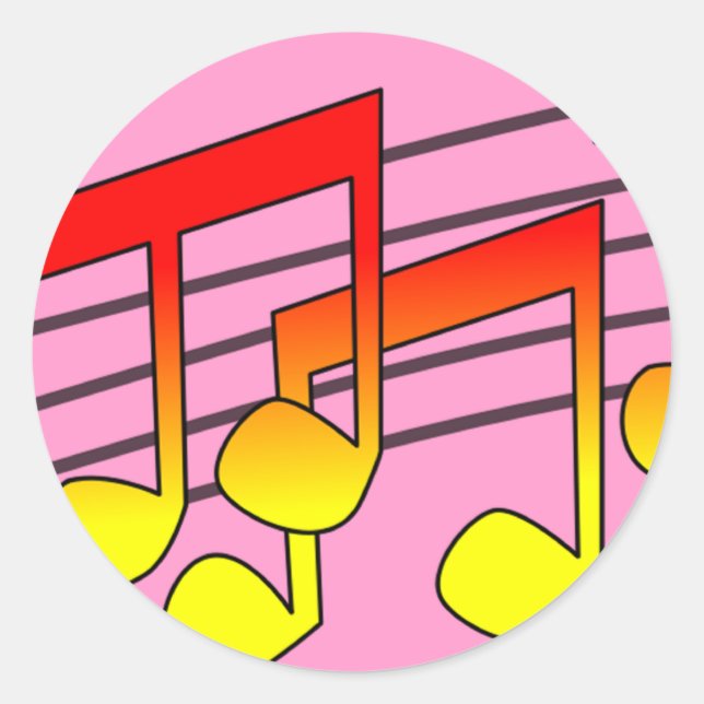 Sticker Rond Notes de Musique (Devant)