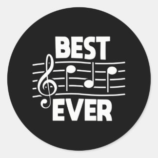 Sticker Rond Notes de musique de meilleur papa Ever Daddy Music
