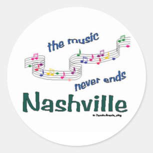 Sticker Rond Notes de musique de Nashville