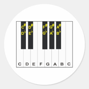 Sticker Rond Notes de piano