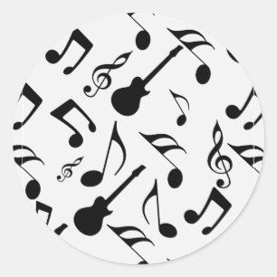 Sticker Rond Notes musicales - conception de musique de feuille