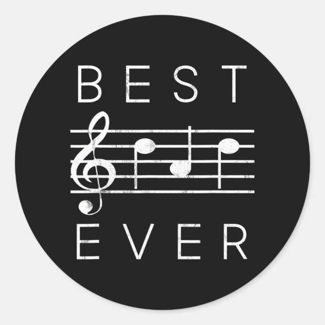 Sticker Rond Notes musicales de Best Dad Ever Funny Fête des pè (Devant)