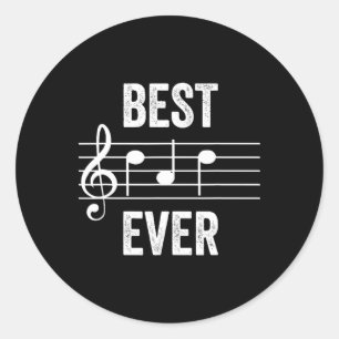 Sticker Rond Notes musicales de Best Dad Ever Funny Fête des pè