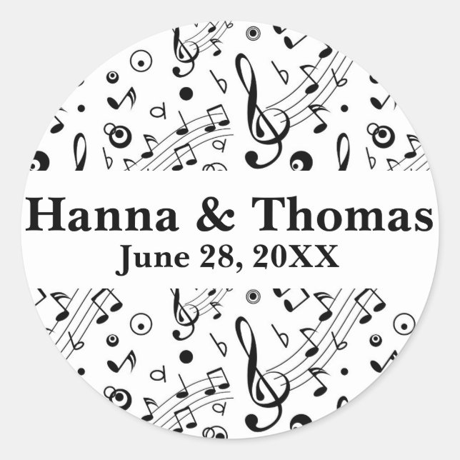 Sticker Rond Notes musicales Mariage musical (Devant)