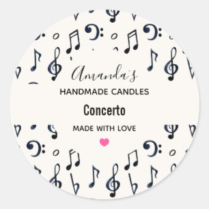 Sticker Rond Notes musicales mignonnes Motif bougie affaires