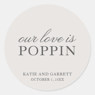 Sticker Rond Notre Amour Est Élégant Cadeau de Mariage Gris Pop