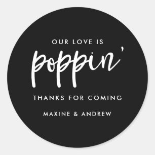 Sticker Rond Notre Amour est Poppin Mariage Popcorn Merci Favor