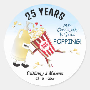 Sticker Rond Notre Amour Est Poppin Popcorn