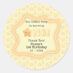 Sticker Rond Notre bébé fête son premier anniversaire, une joli