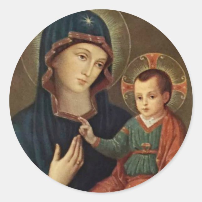 Sticker Rond Notre Dame de Consolation avec l'Enfant Jésus (Devant)