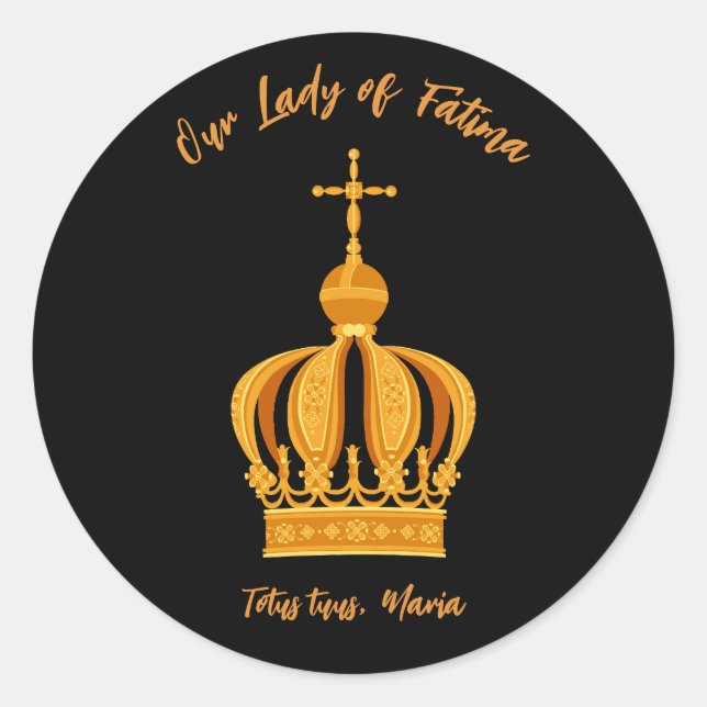 Sticker Rond Notre-Dame de Fatima couronne (Devant)