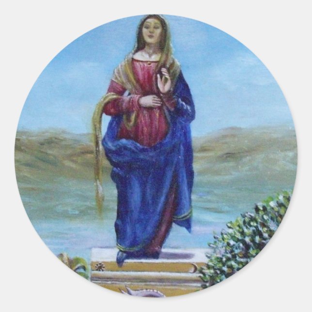 Sticker Rond NOTRE DAME DE LA LUMIÈRE Vierge de l'Immaculée Con (Devant)