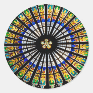 STICKER ROND NOTRE DAME EN VERRE STAINÉ