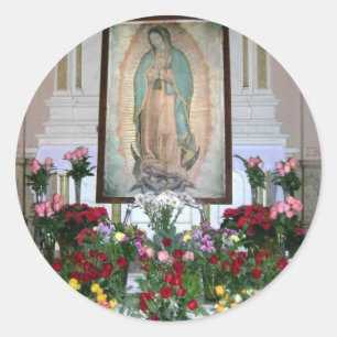 Sticker Rond Notre Madame d'autocollant de Guadalupe