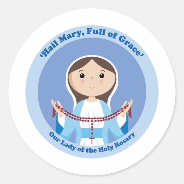 Sticker Rond Notre Madame du chapelet (Devant)