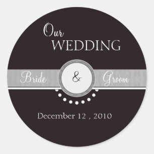 Sticker Rond Notre Mariage - Élégance noire