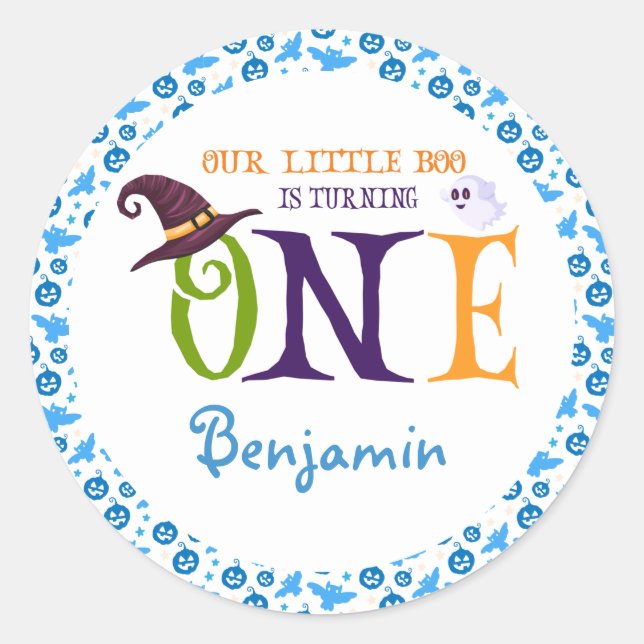 Sticker Rond Notre Petit Boo Turner Un, Halloween 1Er Anniversa (Devant)