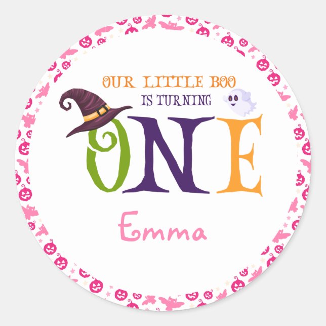 Sticker Rond Notre Petit Boo Turner Un, Halloween 1Er Anniversa (Devant)