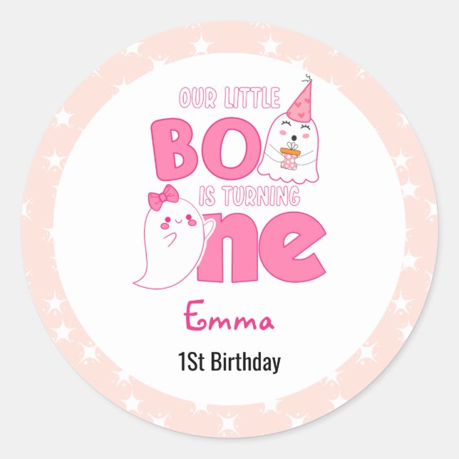 Sticker Rond Notre Petit Boo Turner Un, Halloween 1Er Anniversa (Devant)