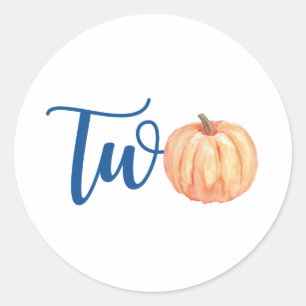 Sticker Rond Notre petit citrouille a Deux ans bleu 2e annivers