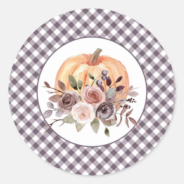 Sticker Rond Notre petit Citrouille automne fleuri premier anni (Devant)