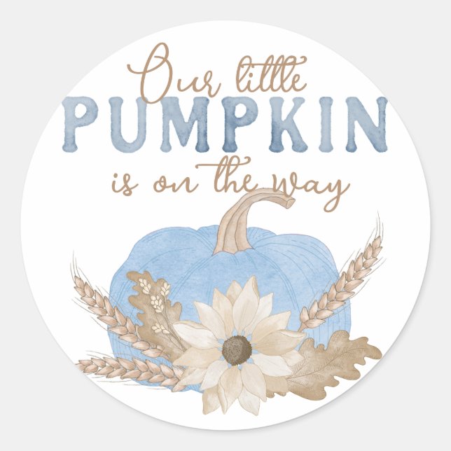 Sticker Rond Notre petit Citrouille - Bleu (Devant)