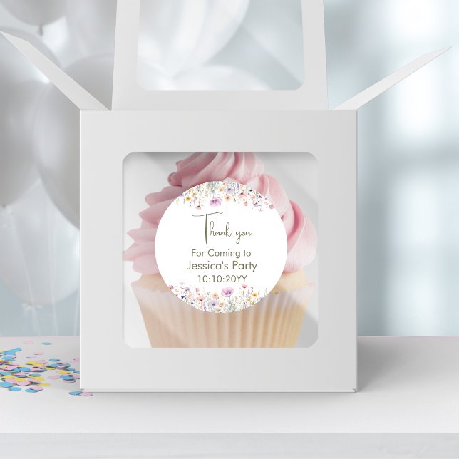 Sticker Rond Notre Petit Fleur sauvage Tourne Un Merci (Créateur téléchargé)