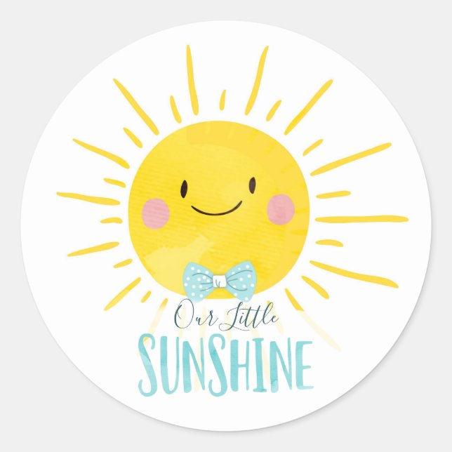 Sticker Rond Notre petit garçon de soleil Topper nœud papillon  (Devant)