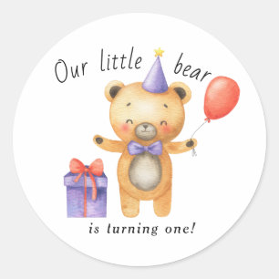 Sticker Rond Notre Petit Ours fête son premier anniversaire