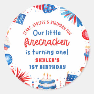 Sticker Rond Notre petit pétard 4 juillet 1er anniversaire