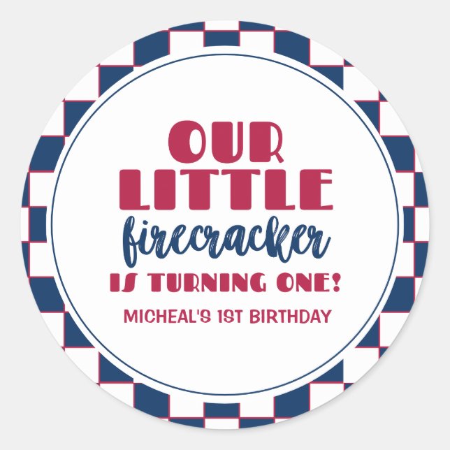 Sticker Rond Notre petit pétard fait un anniversaire (Devant)
