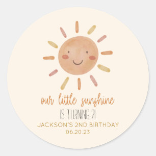 Sticker Rond Notre Petit Soleil Jaune Jaune Anniversaire