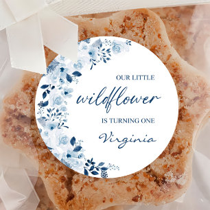 Sticker Rond Notre Petite Fleur sauvage Bébée Fille 1er anniver