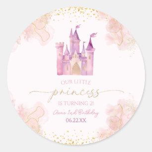Sticker Rond Notre petite princesse Château Royal Fête d'annive