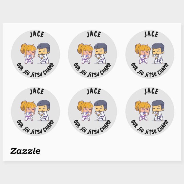 Sticker Rond Notre plaque de papier d'anniversaire Jiu Jitsu Ch (Feuille)