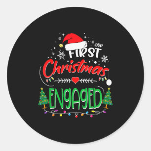 Sticker Rond Notre premier Noël de fiançailles 2021 1er Noël 