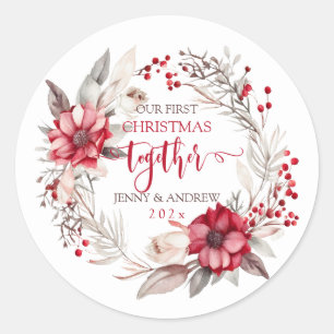 Sticker Rond Notre première couronne de Noël