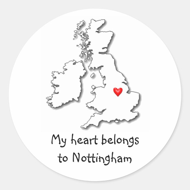 Sticker Rond Nottingham mon coeur appartient (Devant)
