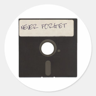 Sticker Rond N'oubliez jamais les disquettes d'ordinateur