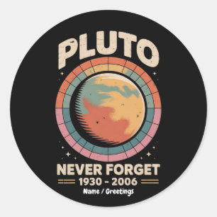 Sticker Rond N'oubliez jamais Pluto 1930-2006 drôle espace rétr