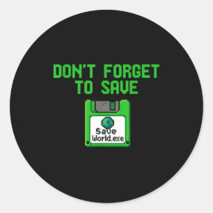 Sticker Rond N'oubliez pas de sauvegarder la disquette rétro de