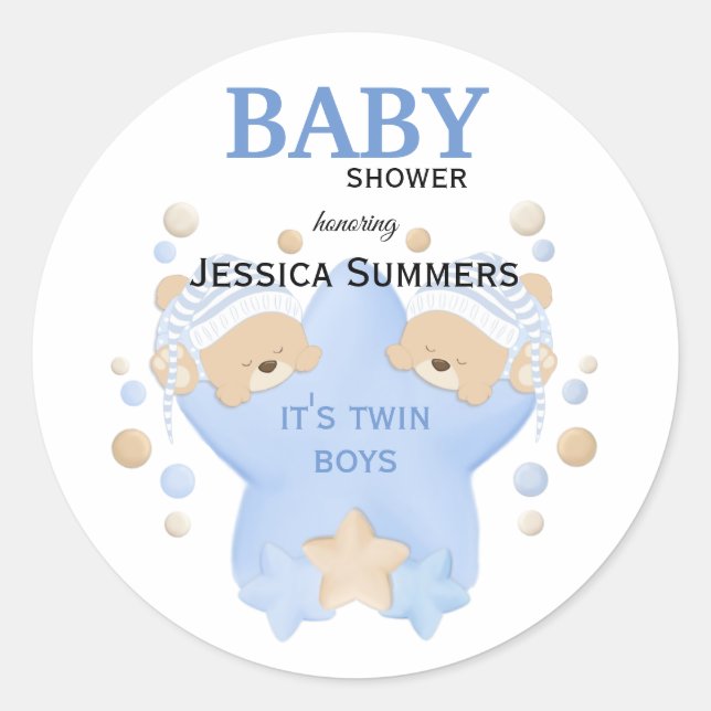 Sticker Rond Nounours couchage mignon Twin Baby Boys Douche Cl (Devant)