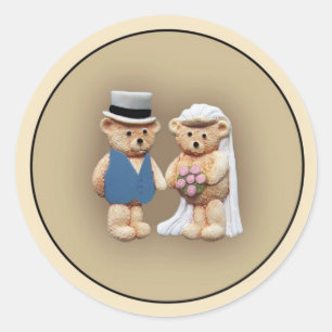 Sticker Rond Nounours de mariée et de chambre