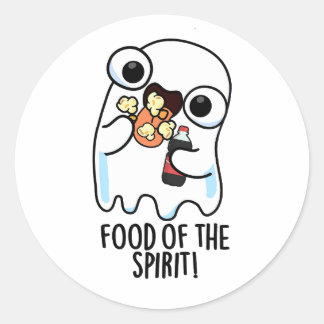 Sticker Rond Nourriture De L'Esprit Blague De Fantôme Drôle